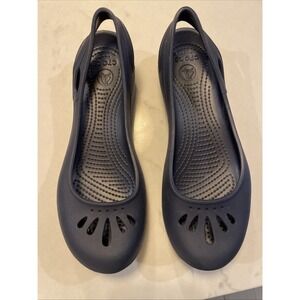 Crocs Taylor Slingback Flats Slip On Womens 9 Navy Blue Mary Jane Ballerina
